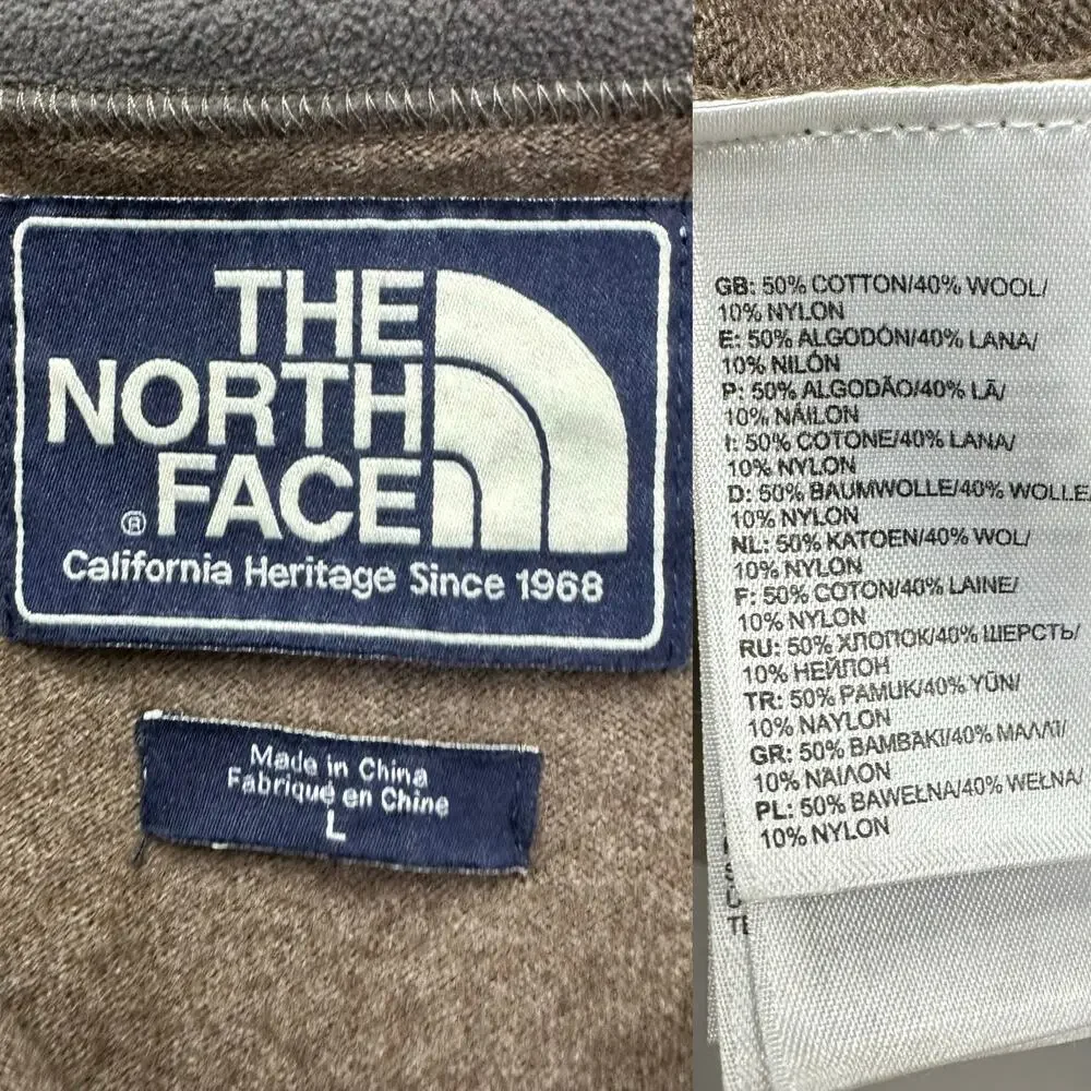 The North Face brown 1/4 zip wool blend‎ pullover sweater mens Size Large Unisex